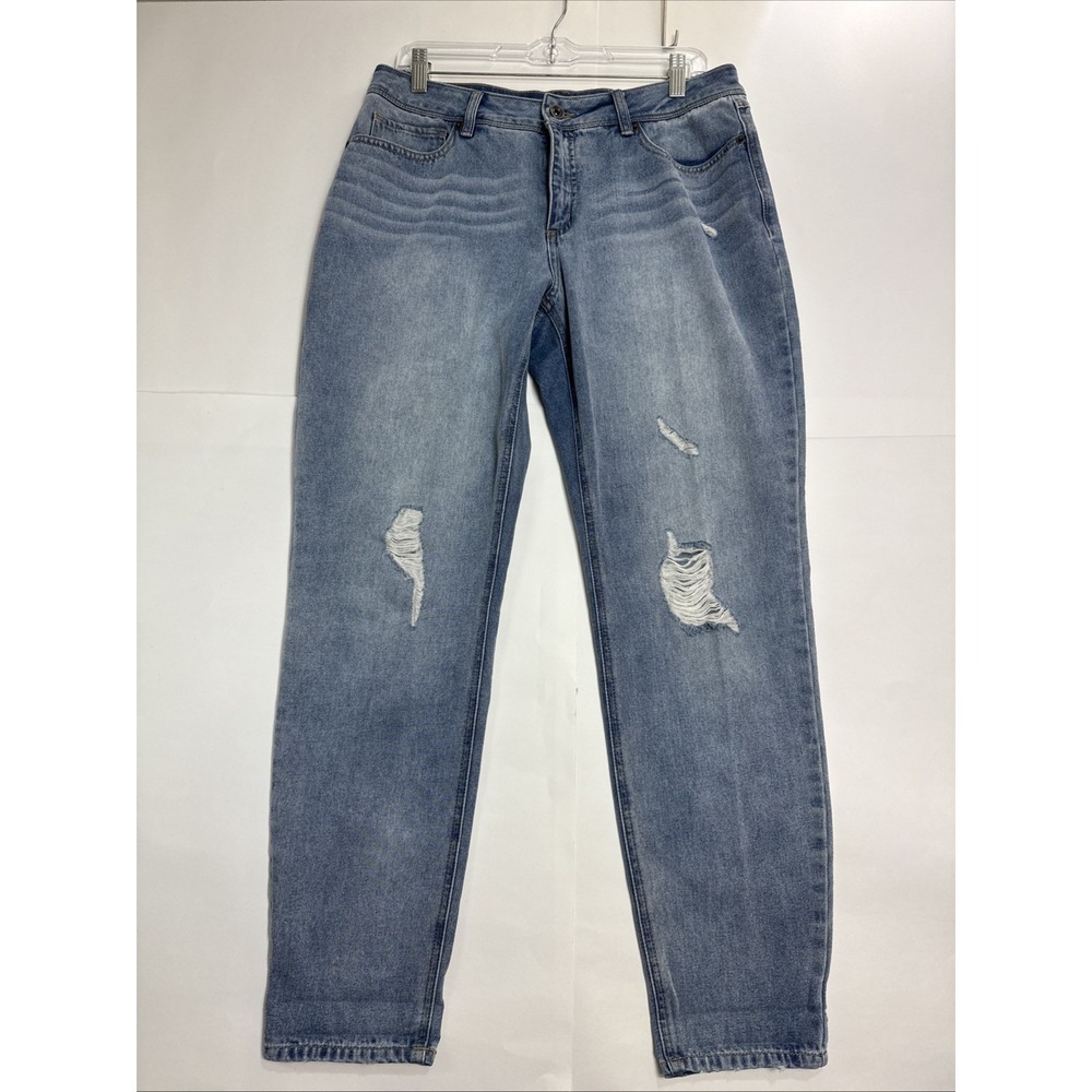 Sound Style Women Jamie Skinny Mid Rise Tapered Distressed‎ Stretch Jeans Sz 12